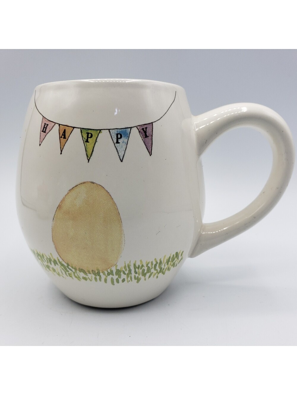 Rae Dunn Coffee Mug Happy Easter Banner Chicks Eggs Cup Tea Spring Magenta
